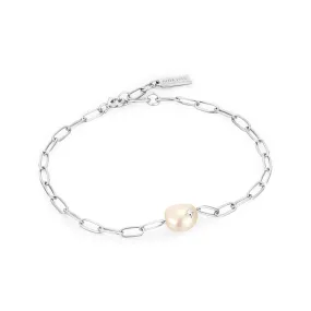 Silver Pearl Sparkle Chunky Chain Bracelet