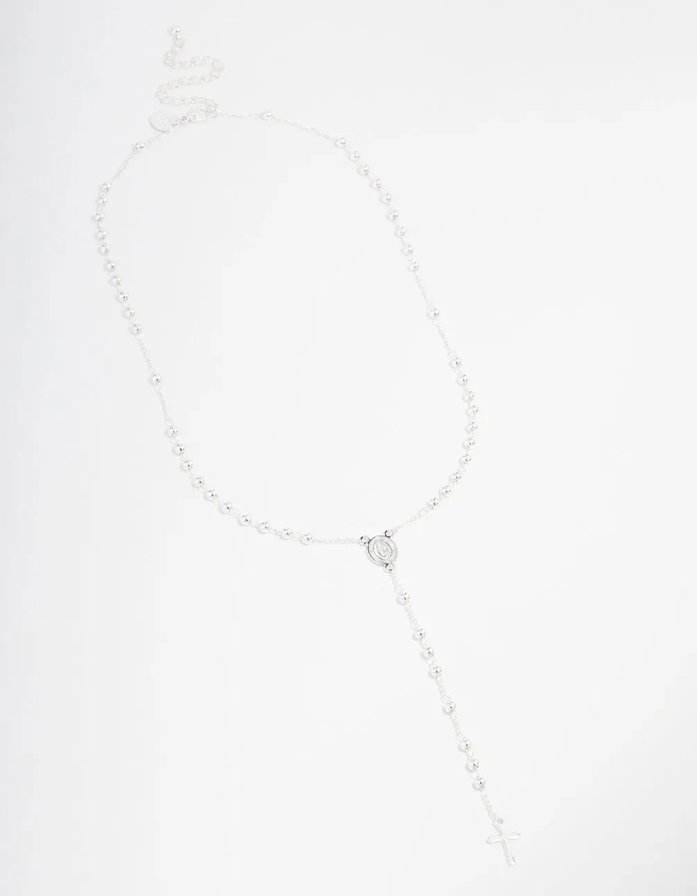 Silver Plated Mary Cross Ball Necklace