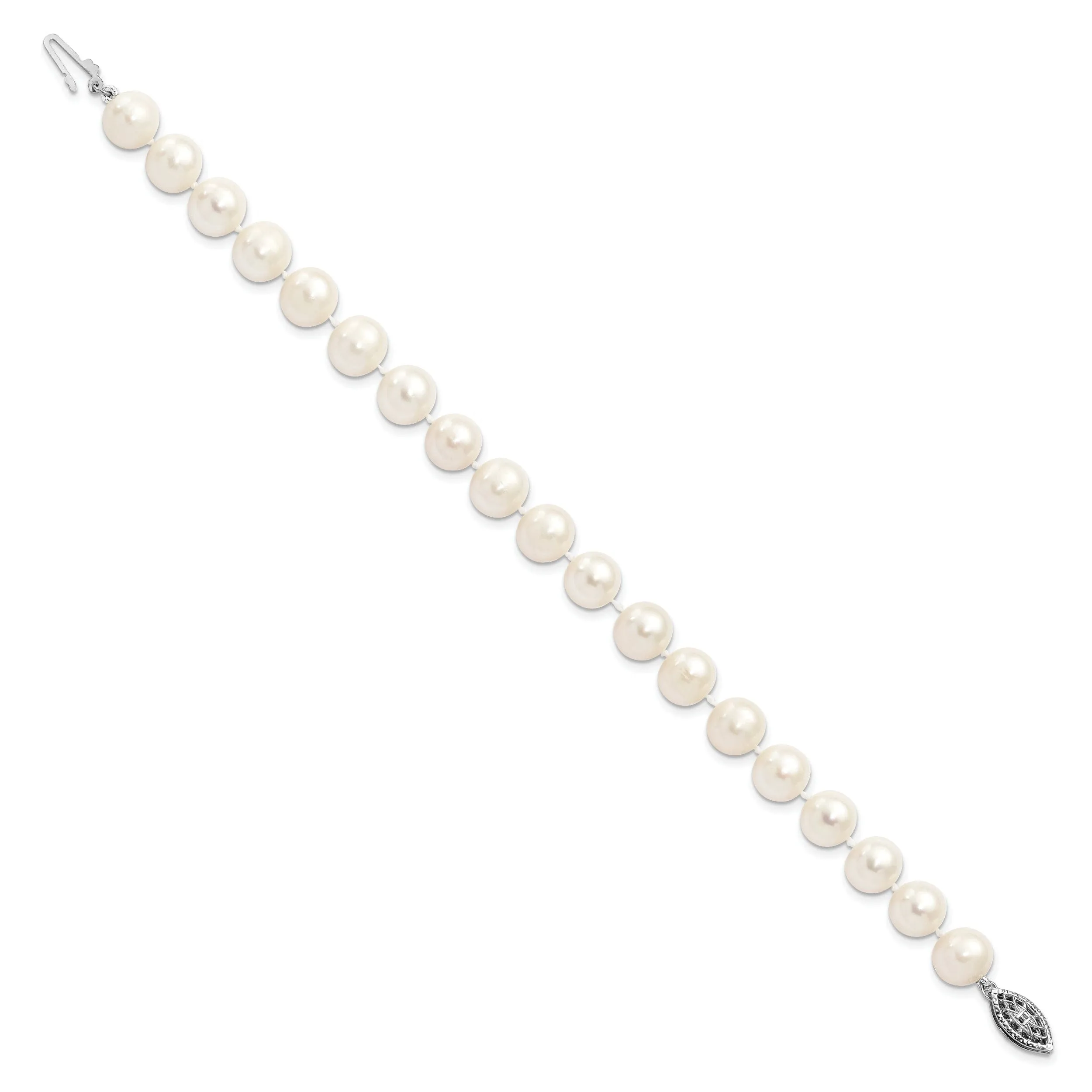 Silver White Freshwater Cultured Pearl Bracelet