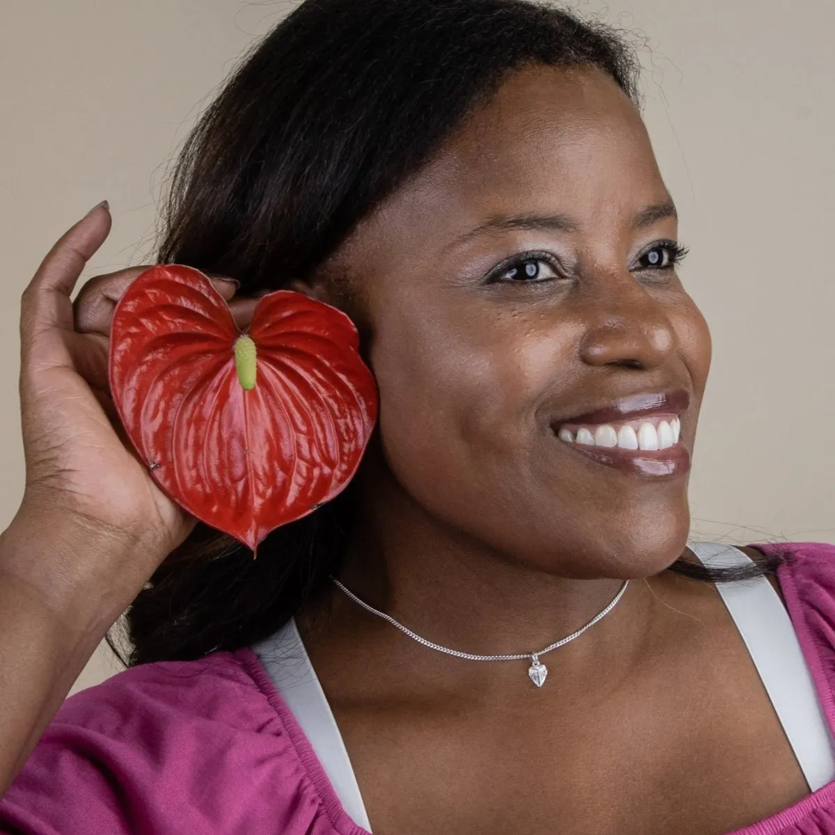 Small  Anthurium Flower Pendant with Chain