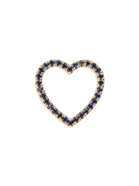 Small Blue Sapphire Floating Heart Yellow Gold Charm