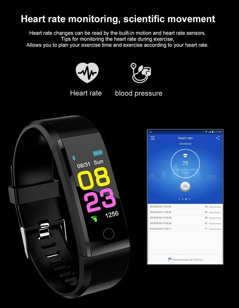 Smart Watch and Blood Pressure Monitor for Men Women Fitness Tracker