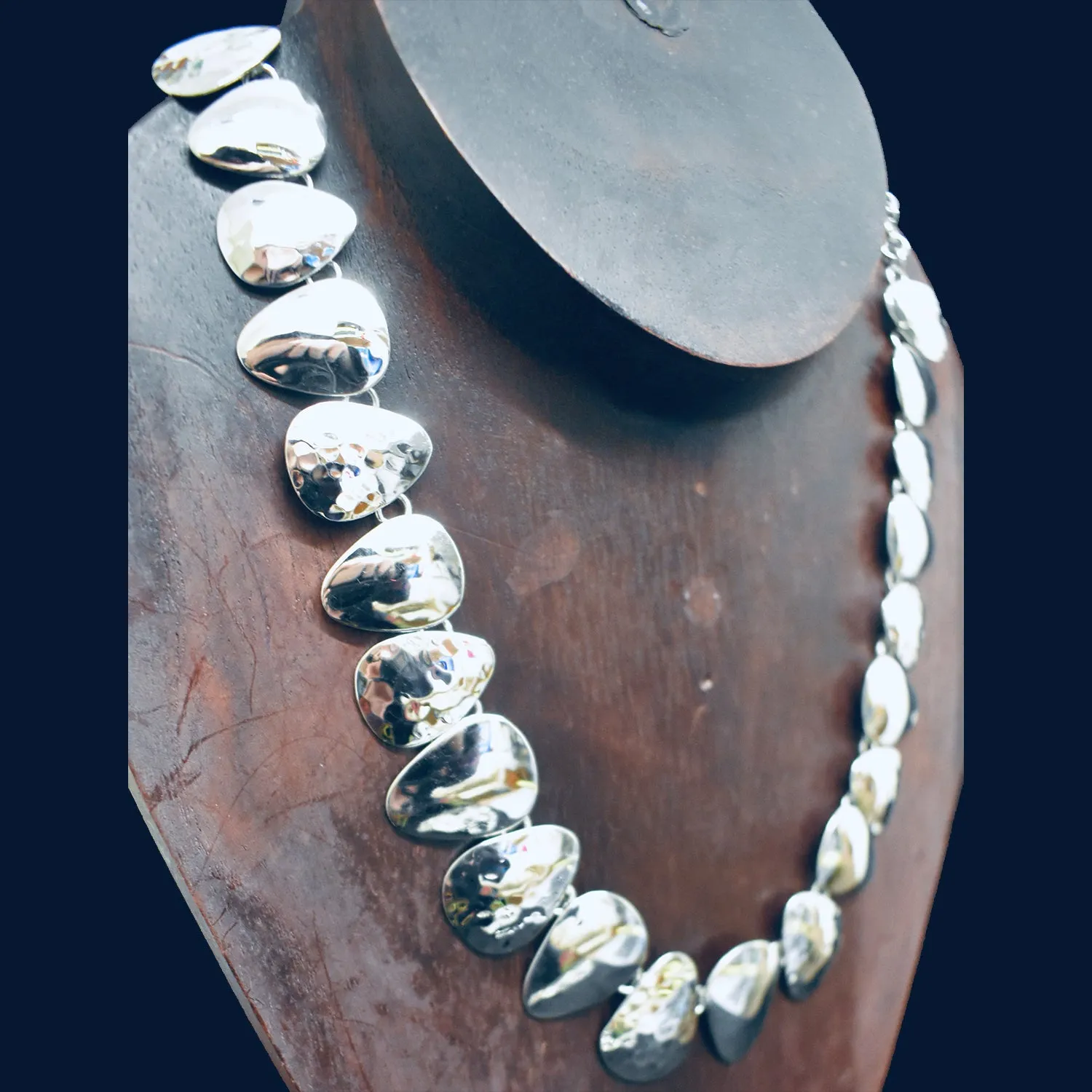 Solid Hammered Necklace (925) Sterling Silver