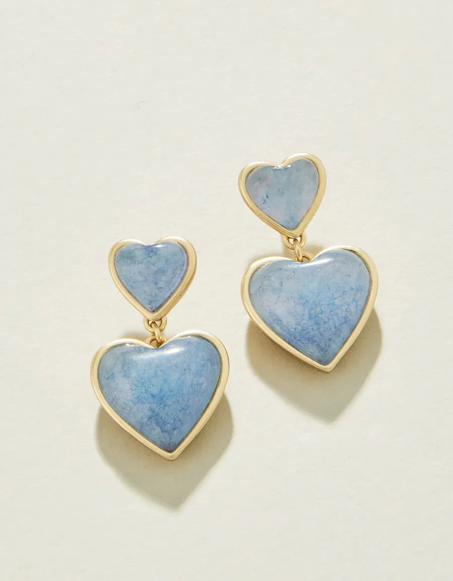 Spartina Full Heart Earrings in Light Blue