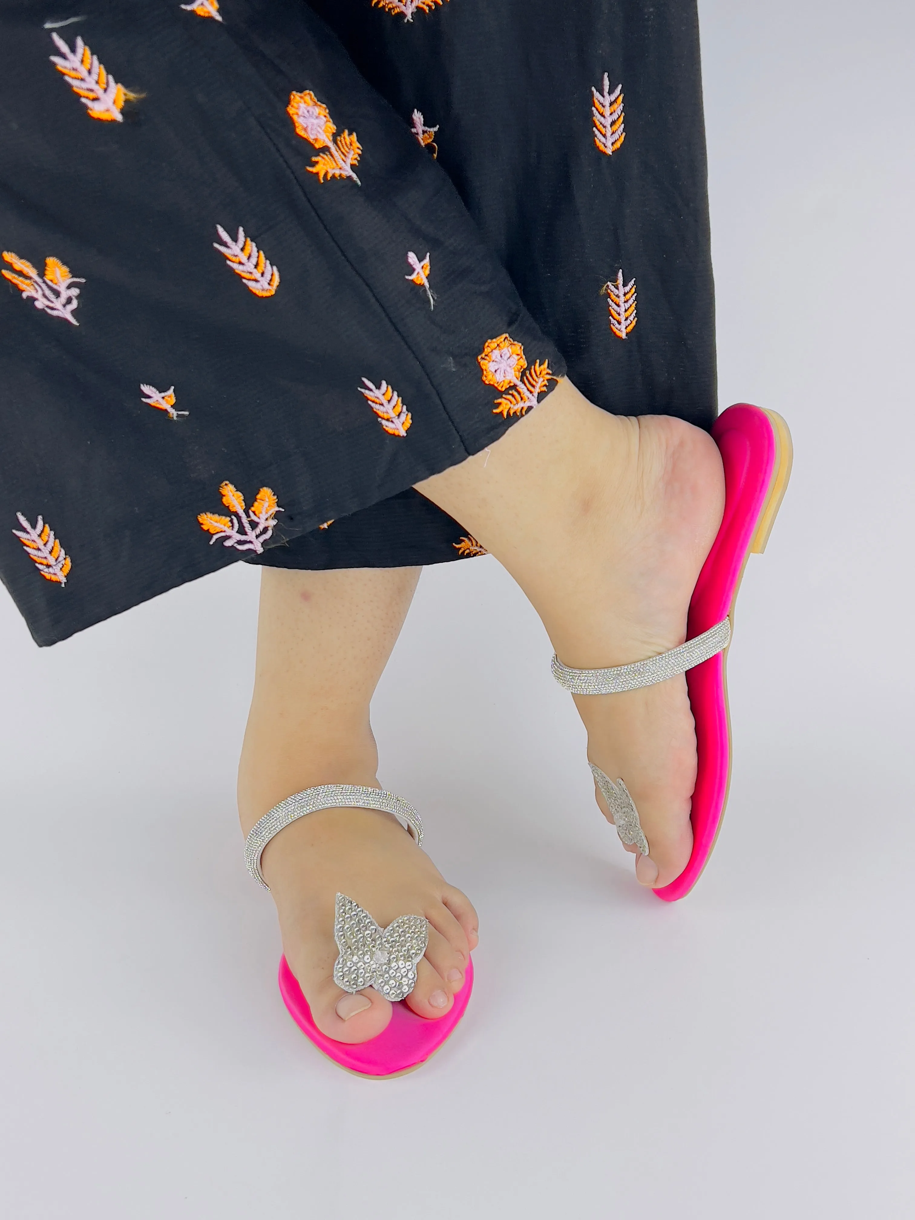 Spunkz Pink Sequins Butterfly Flats