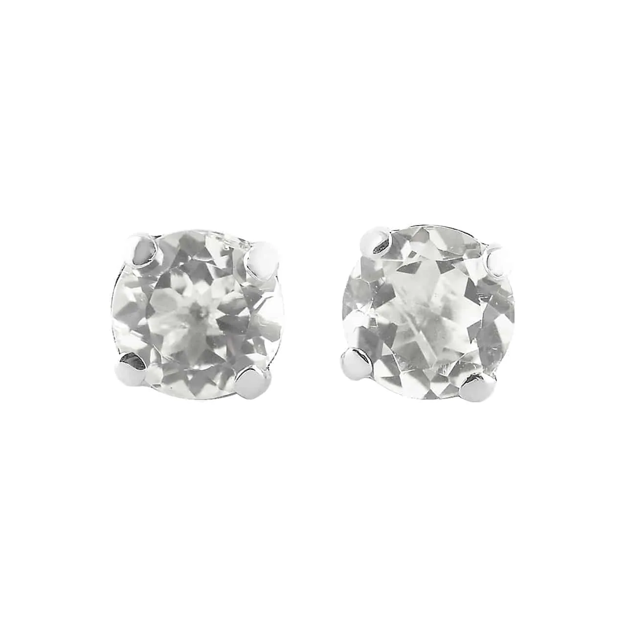 Starborn Danburite Faceted Round Post Earrings in Sterling Silver, 5 mm