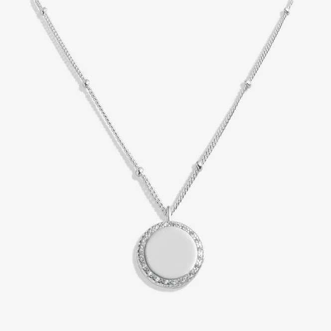 Sterling Silver 40th Birthday Disc Pave 46cm   5cm Necklace JJS0023