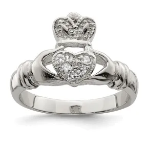 Sterling Silver CZ Claddagh Ring