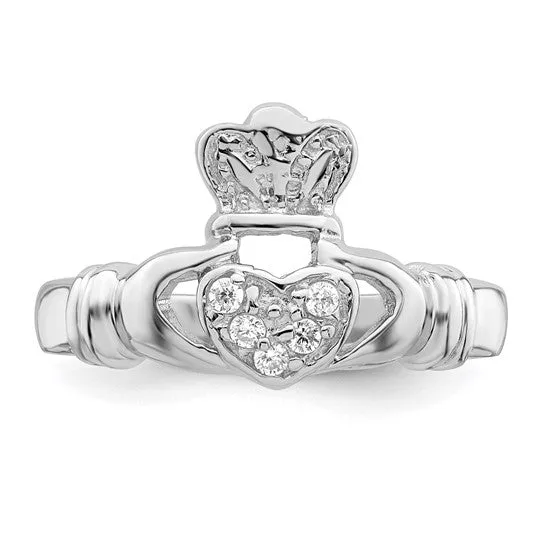 Sterling Silver CZ Claddagh Ring