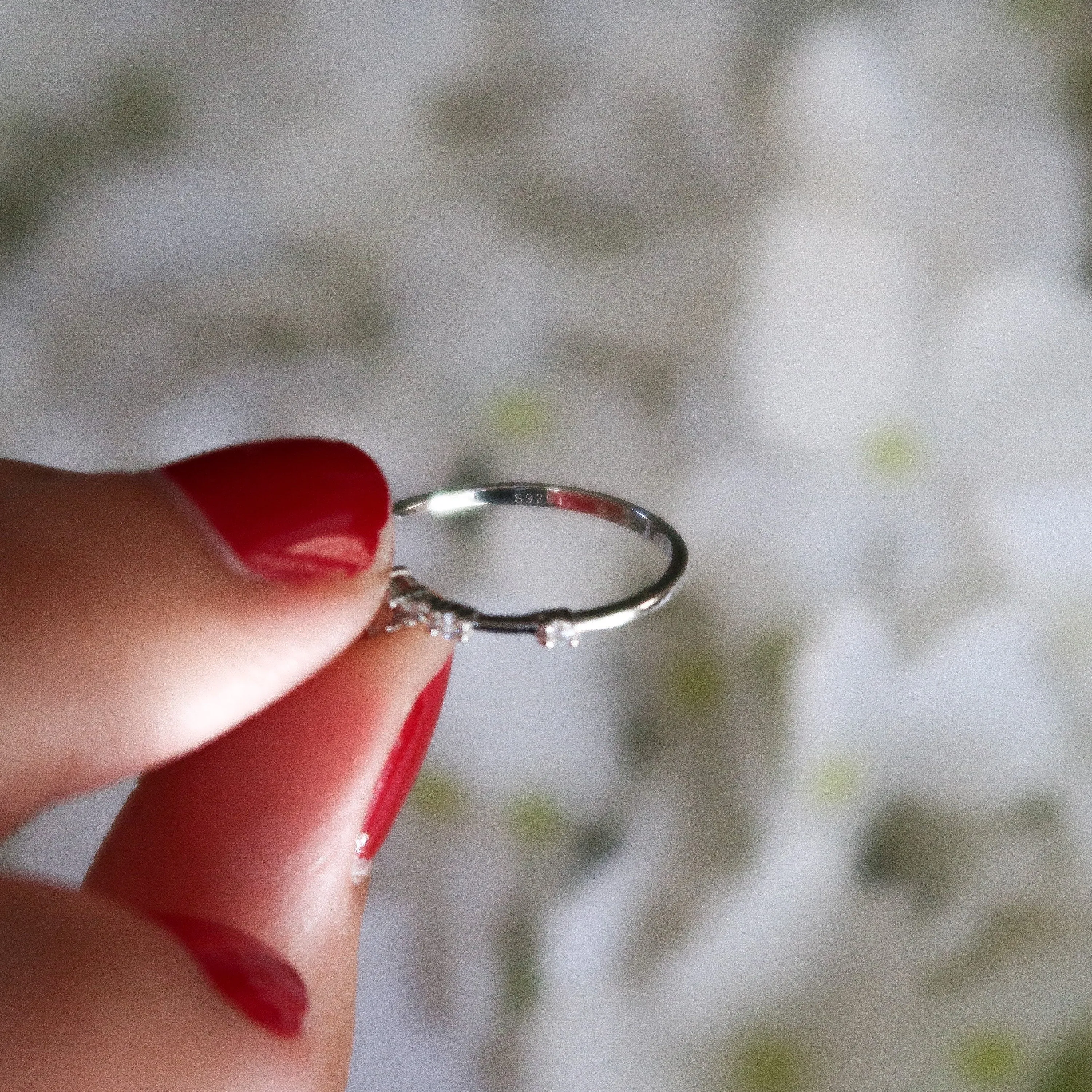 Sterling Silver Dainty CZ Ring | Minimalist Stacking & Layering Ring