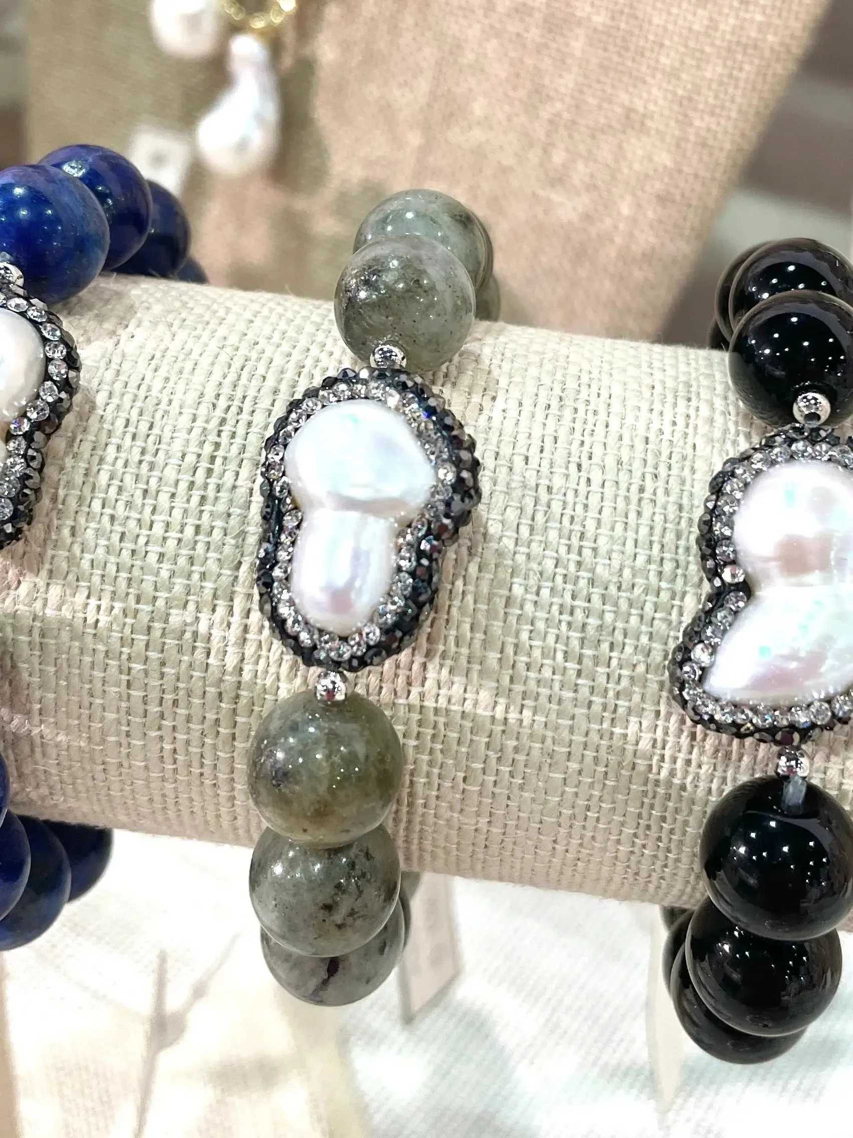 Stone and Pearl Druzy Bracelet