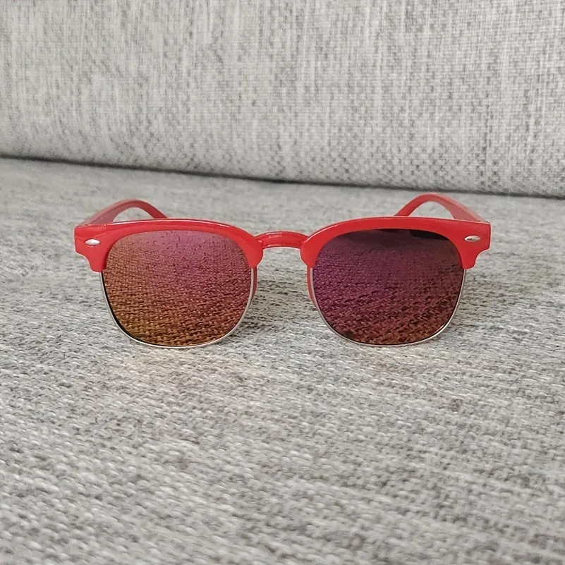 Stylish Half Frame Metal Sunglasses for Kids with Color Film