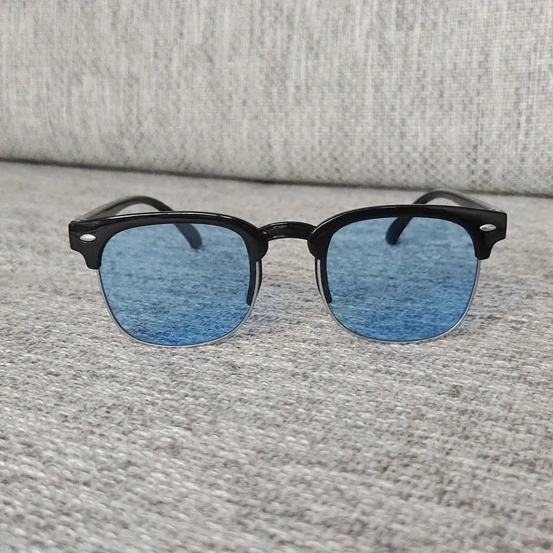 Stylish Half Frame Metal Sunglasses for Kids with Color Film