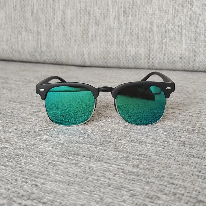 Stylish Half Frame Metal Sunglasses for Kids with Color Film