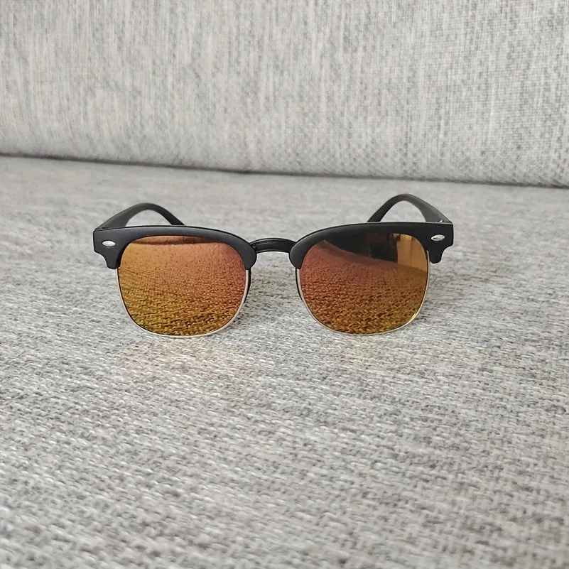 Stylish Half Frame Metal Sunglasses for Kids with Color Film