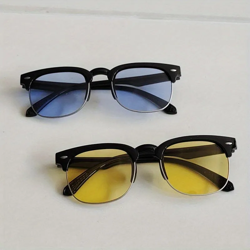 Stylish Half Frame Metal Sunglasses for Kids with Color Film