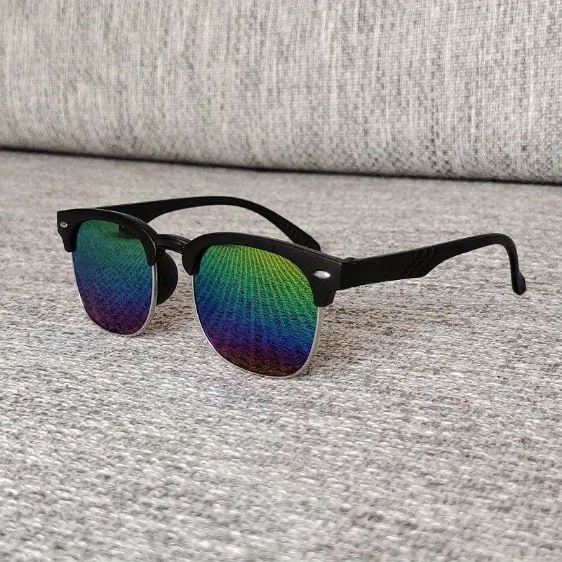 Stylish Half Frame Metal Sunglasses for Kids with Color Film