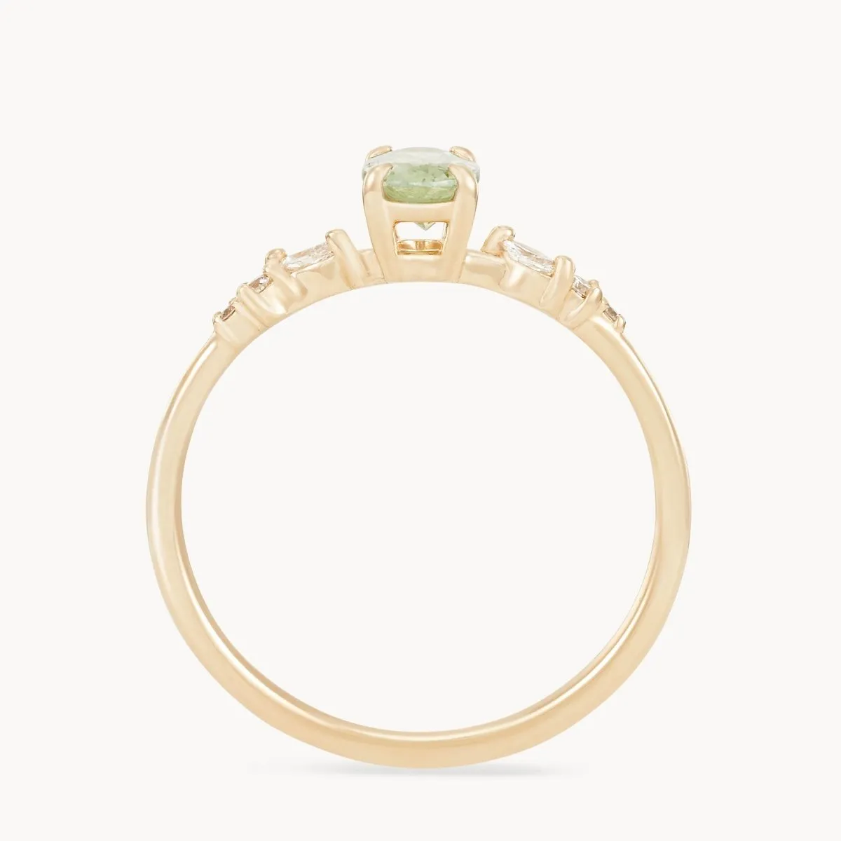 sunlit promise one-of-a-kind ring - 14k yellow gold, green oval sapphire