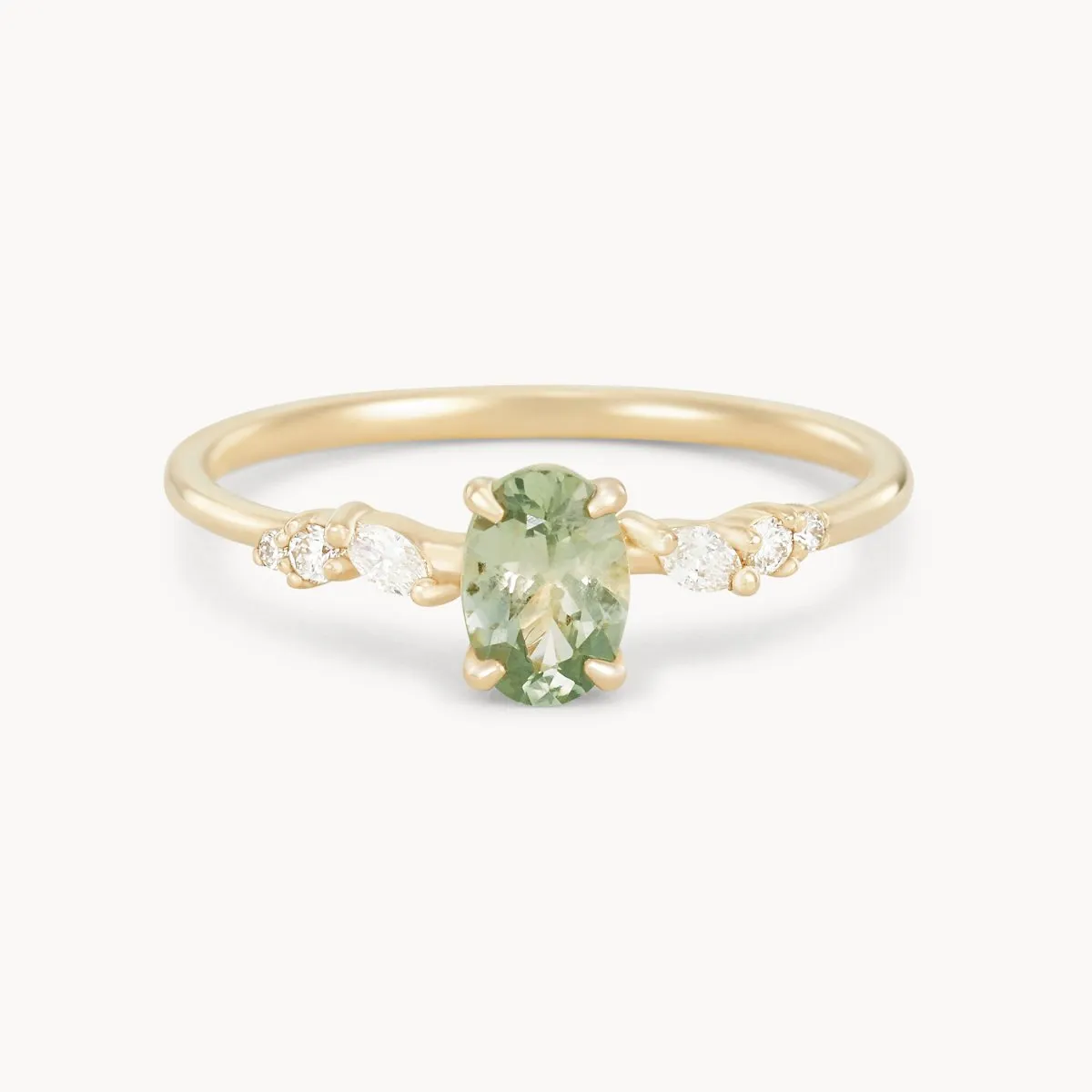 sunlit promise one-of-a-kind ring - 14k yellow gold, green oval sapphire