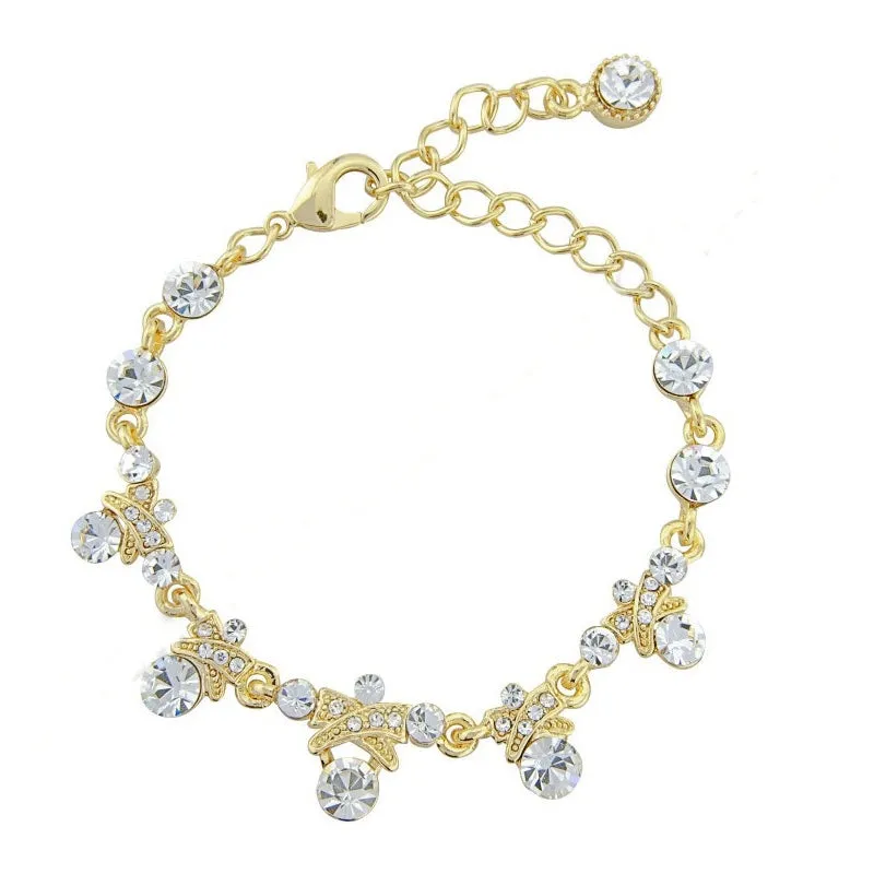 Tahlia Crystal Bow Bracelet Available in Silver or gold