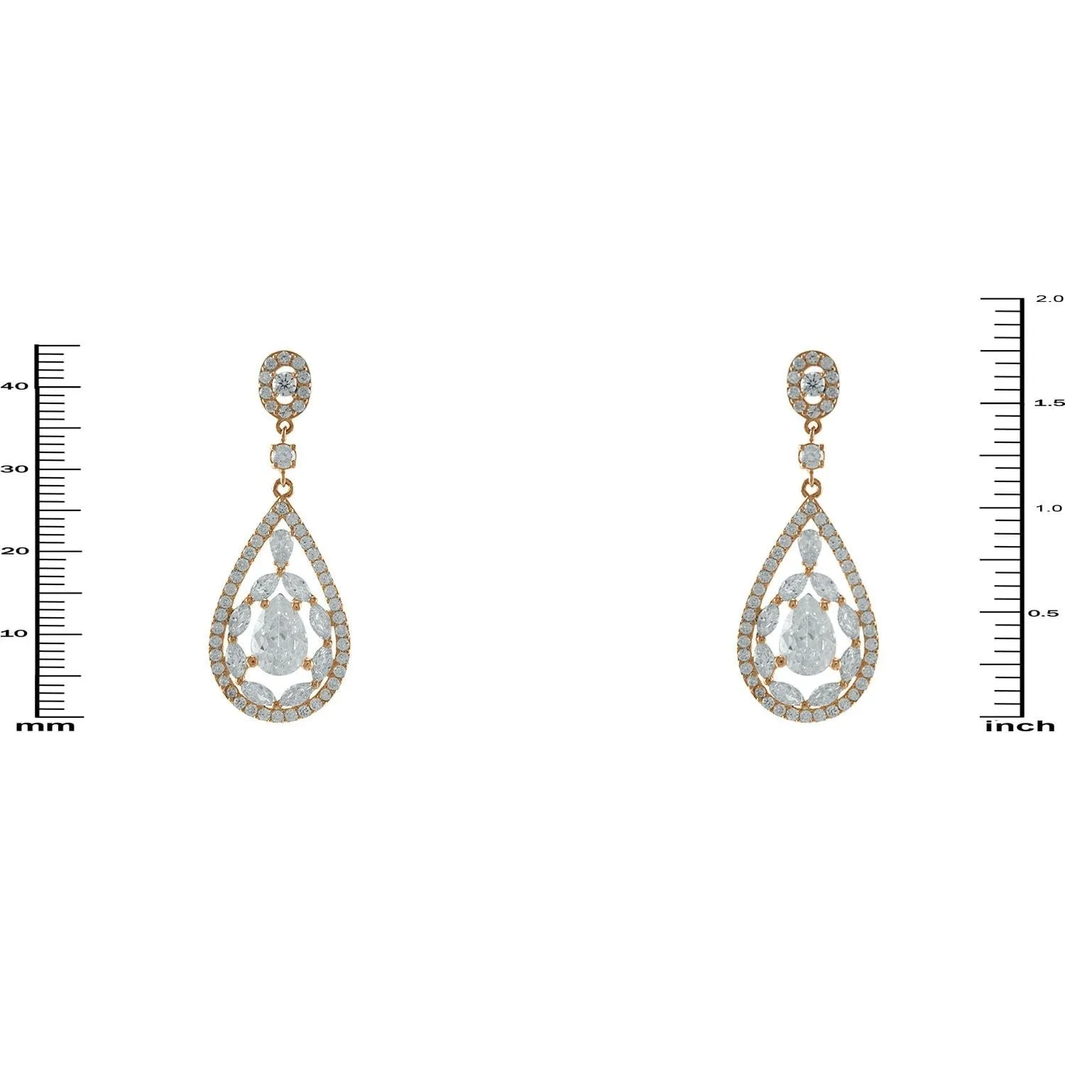 Tamara Cluster Rose Gold Dangle Earrings | 46mm