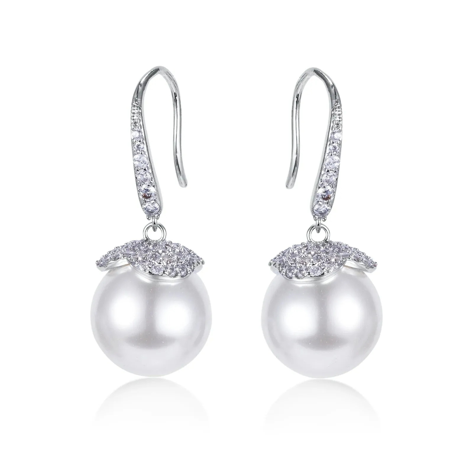 Tammy 11mm Pearl Drop CZ Dangle Earings