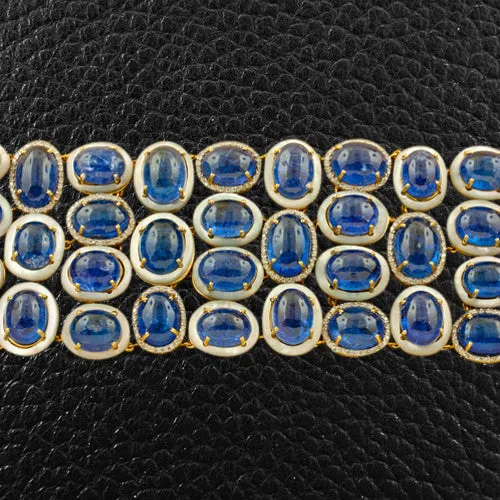 Tanzanite, Mother of Pearl & Diamond Bracelet