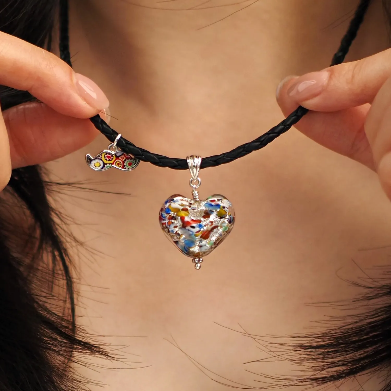 The Kiss Silver Double Heart Necklace