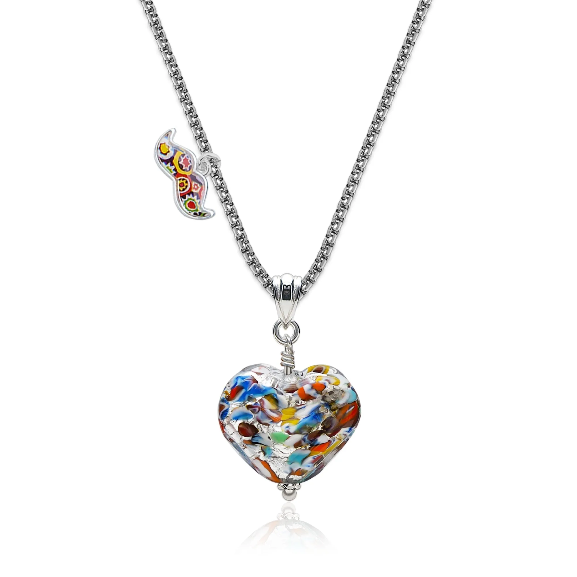 The Kiss Silver Double Heart Necklace