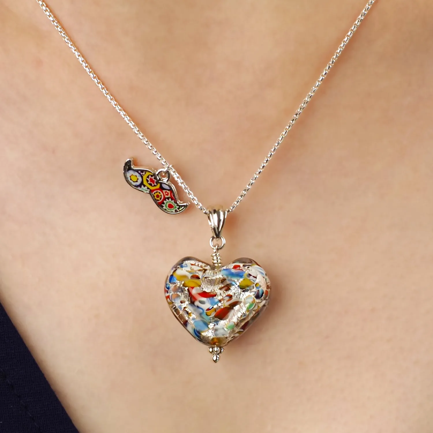 The Kiss Silver Double Heart Necklace