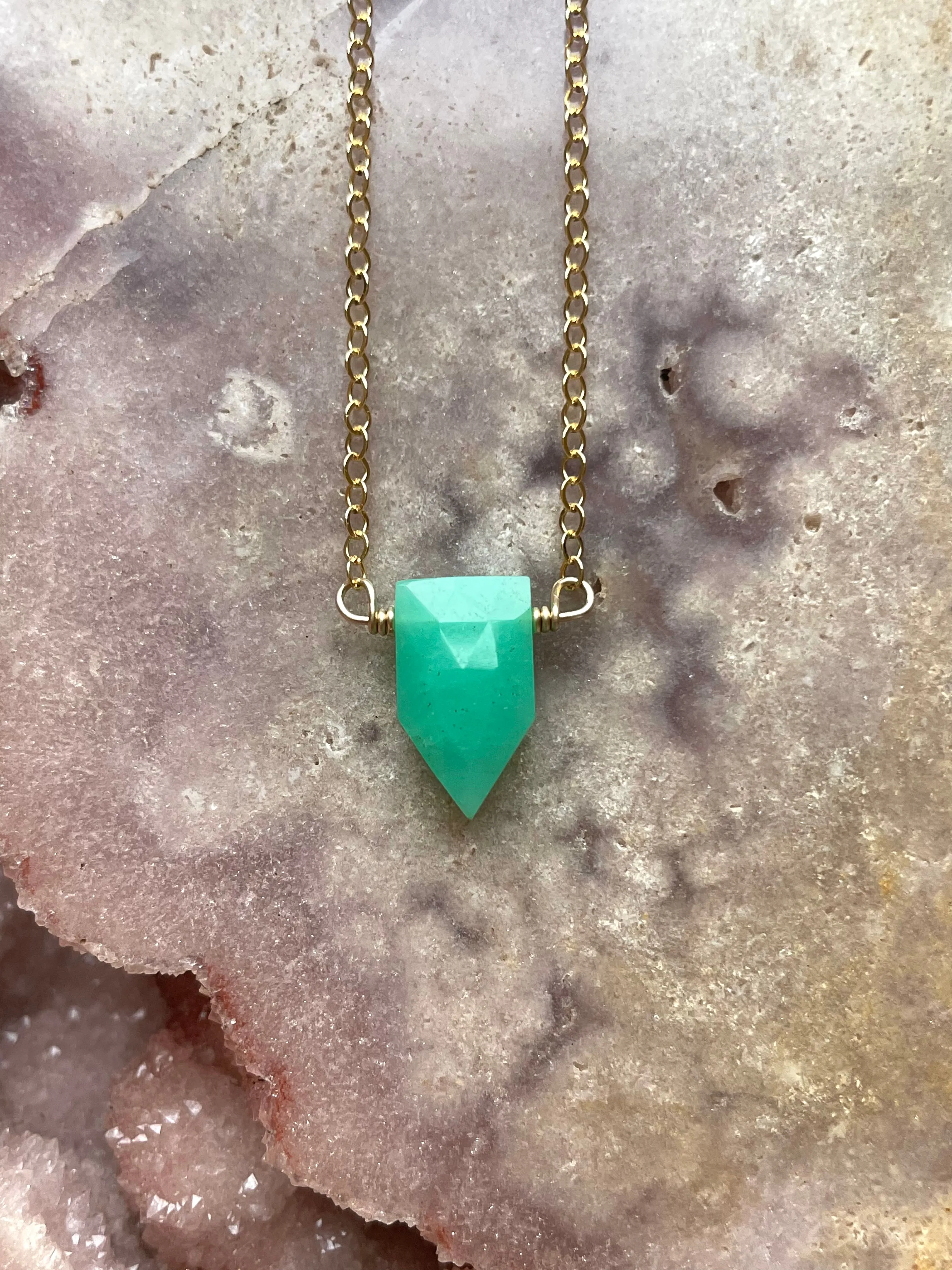 Tiny Chrysoprase Necklace