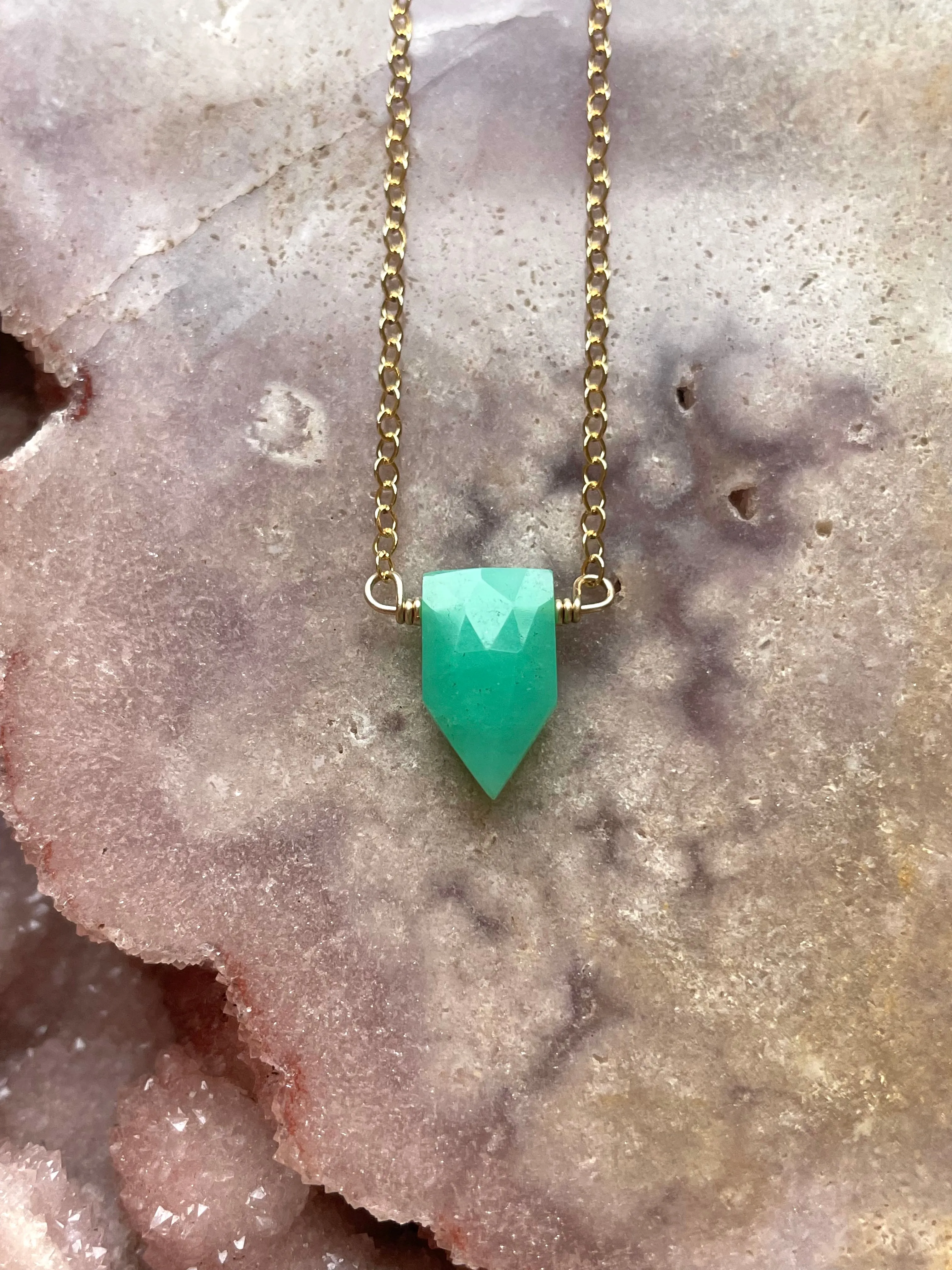 Tiny Chrysoprase Necklace