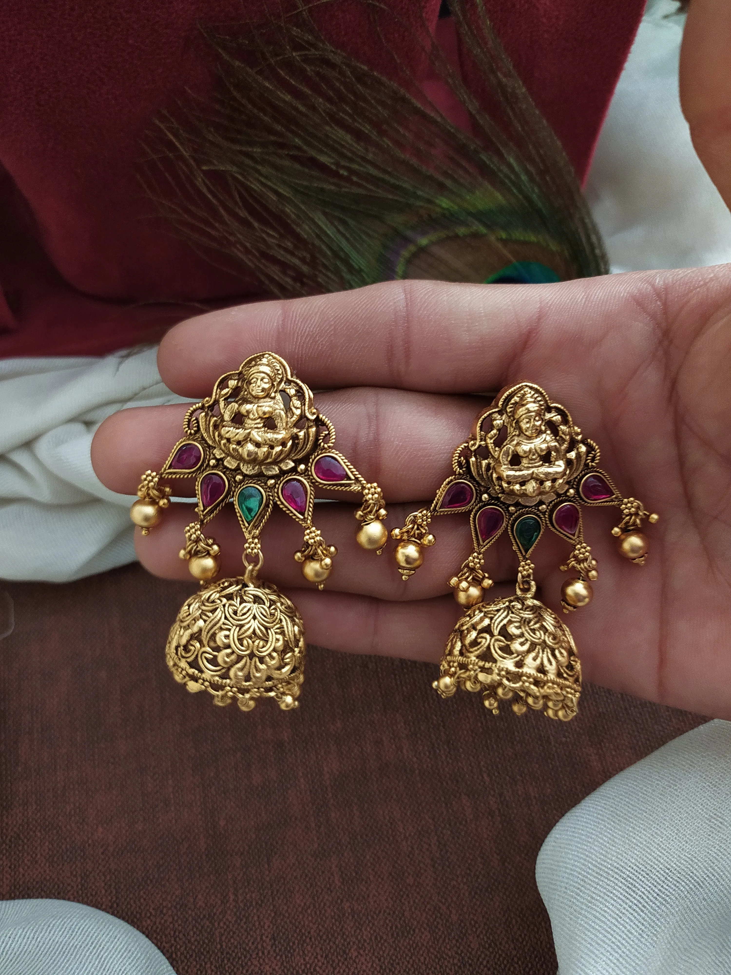 Traditional Design Antique Lakshmi Mango Necklace Set