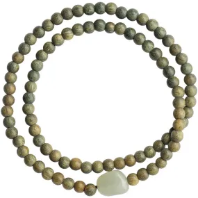 Tranquil Sandalwood Buddha Bead Bracelet with Hotan Jade-inspired Design