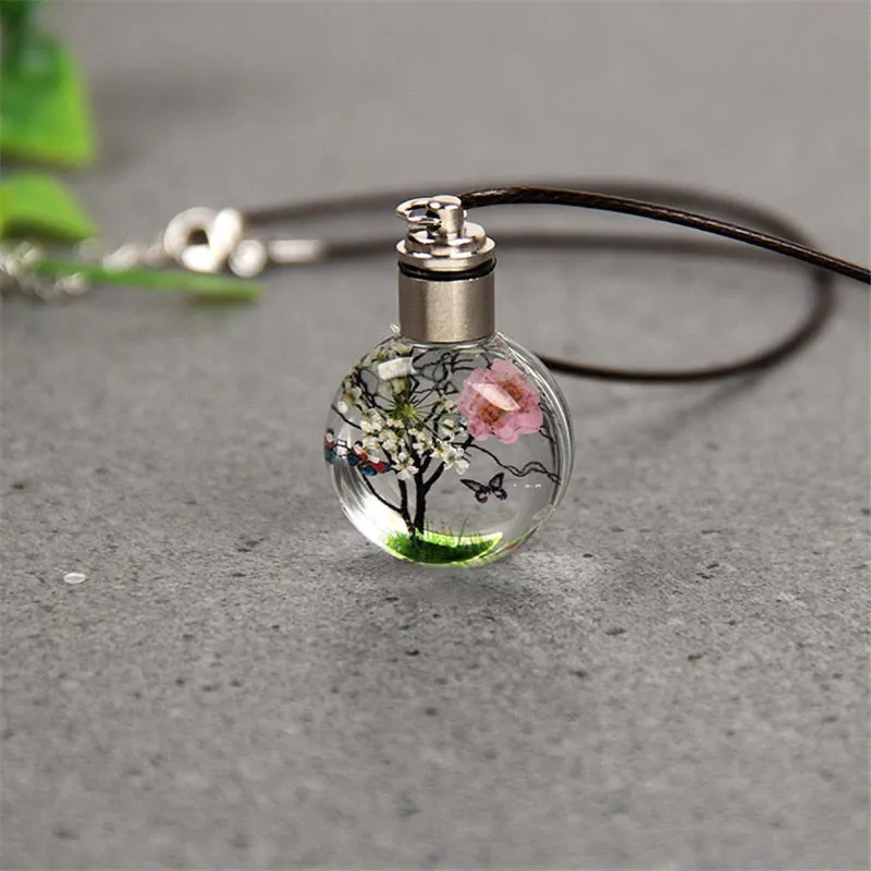 Tree Of Life Glass Ball Rope Chain Pendant