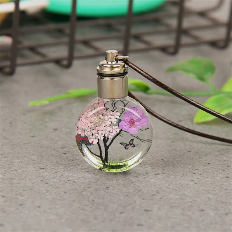 Tree Of Life Glass Ball Rope Chain Pendant