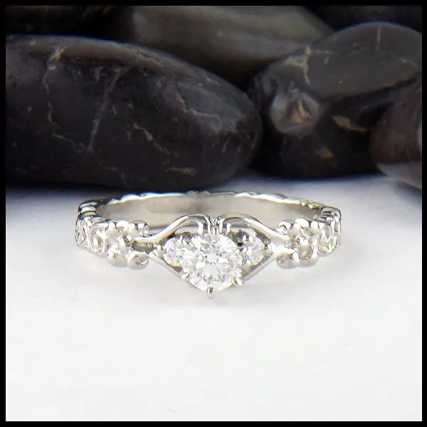 Trinity Scroll 3 Stone Diamond Ring Set