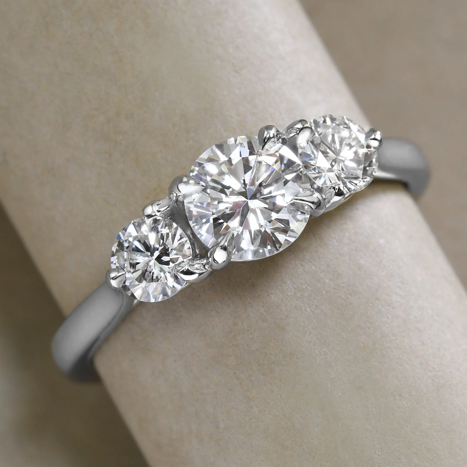 Triple Diamond Ring In Platinum