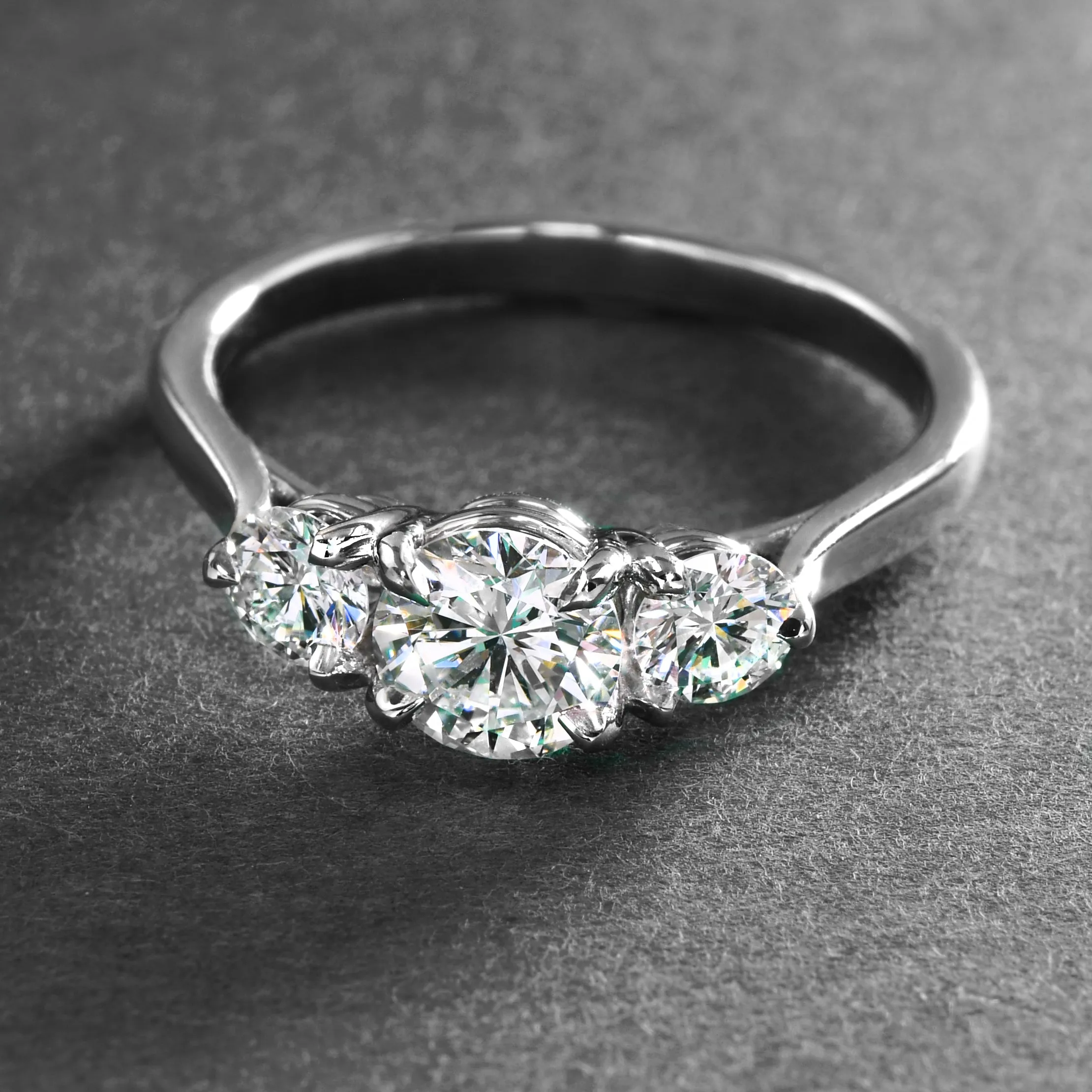 Triple Diamond Ring In Platinum