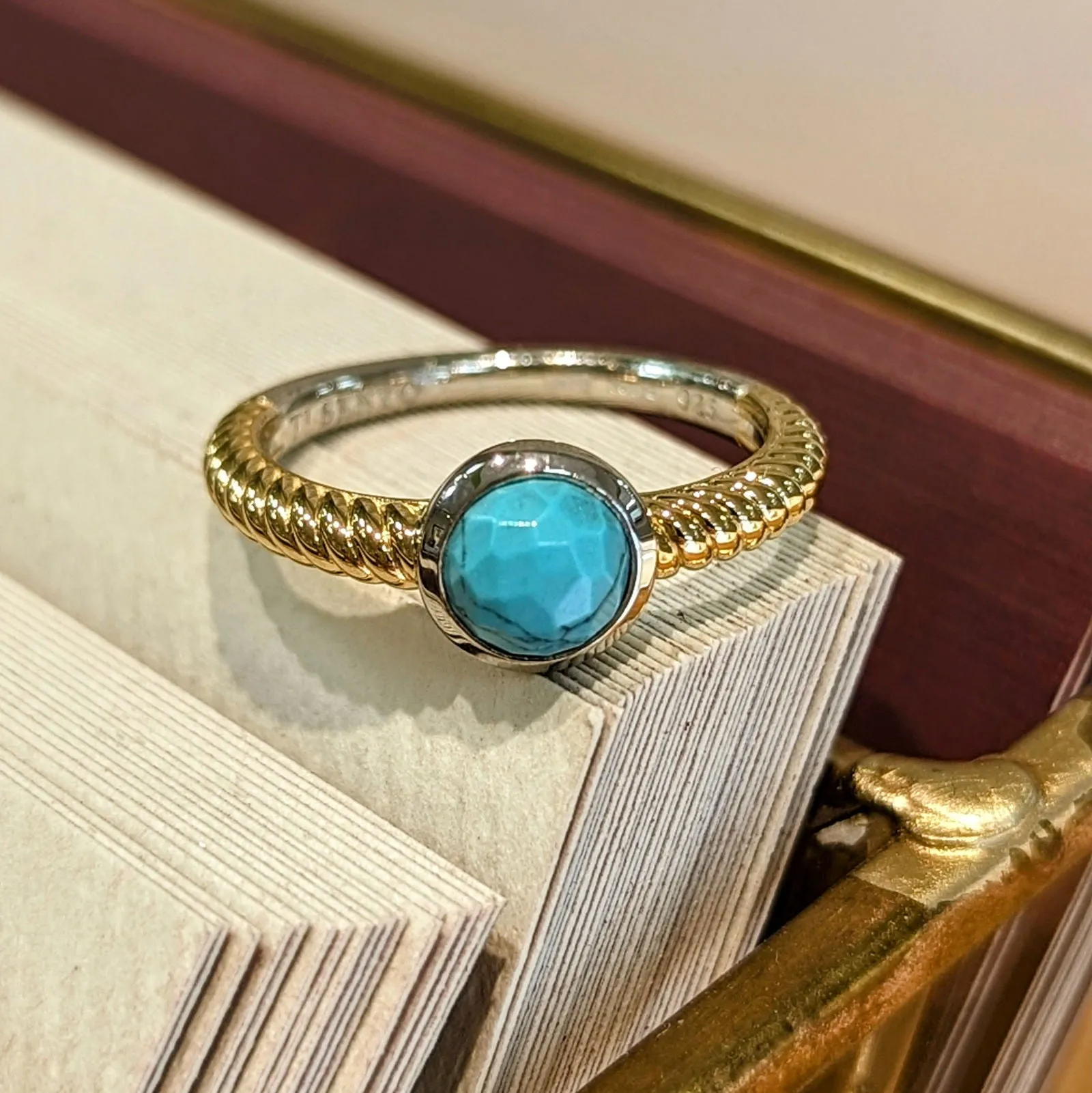 Turquoise Bezel Rope Ring