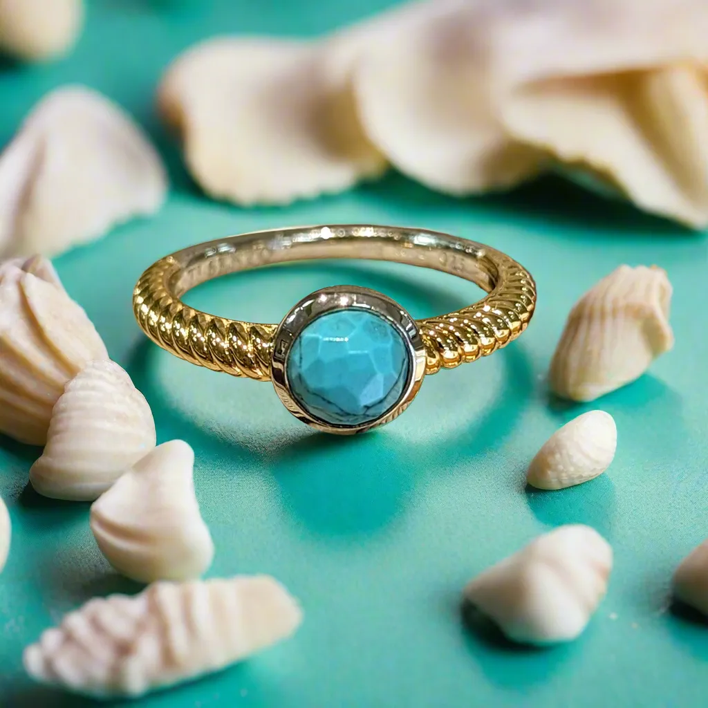 Turquoise Bezel Rope Ring