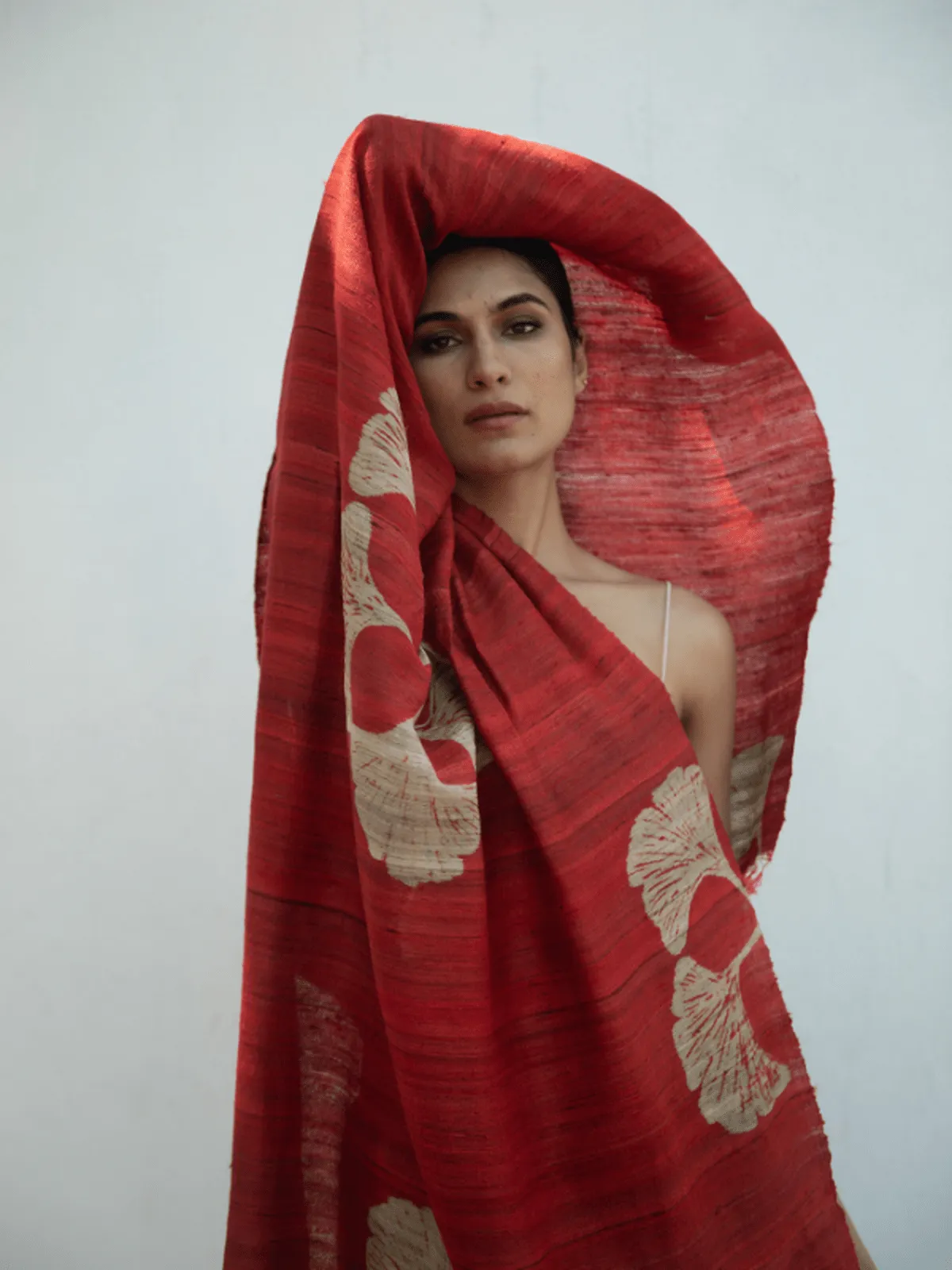 Tussar Silk Scarf Ava Red