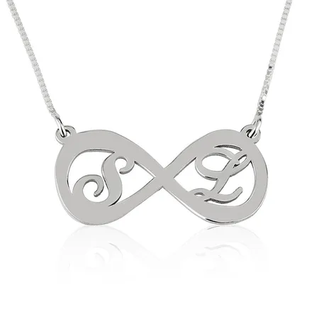 Two Letters Infinity Necklace Sterling Silver