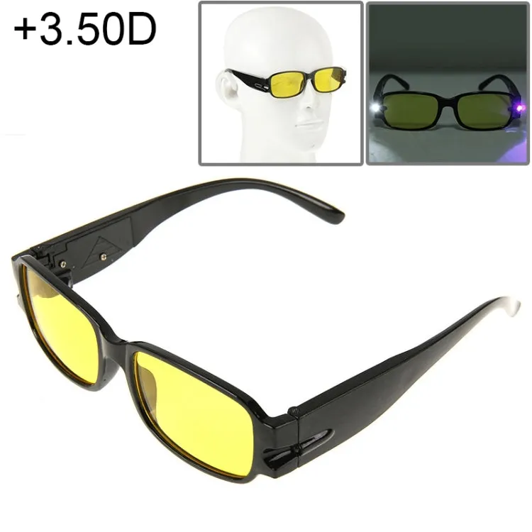 UV Protection Yellow Resin Lens Reading Glasses with Currency Detecting Function,  3.50D