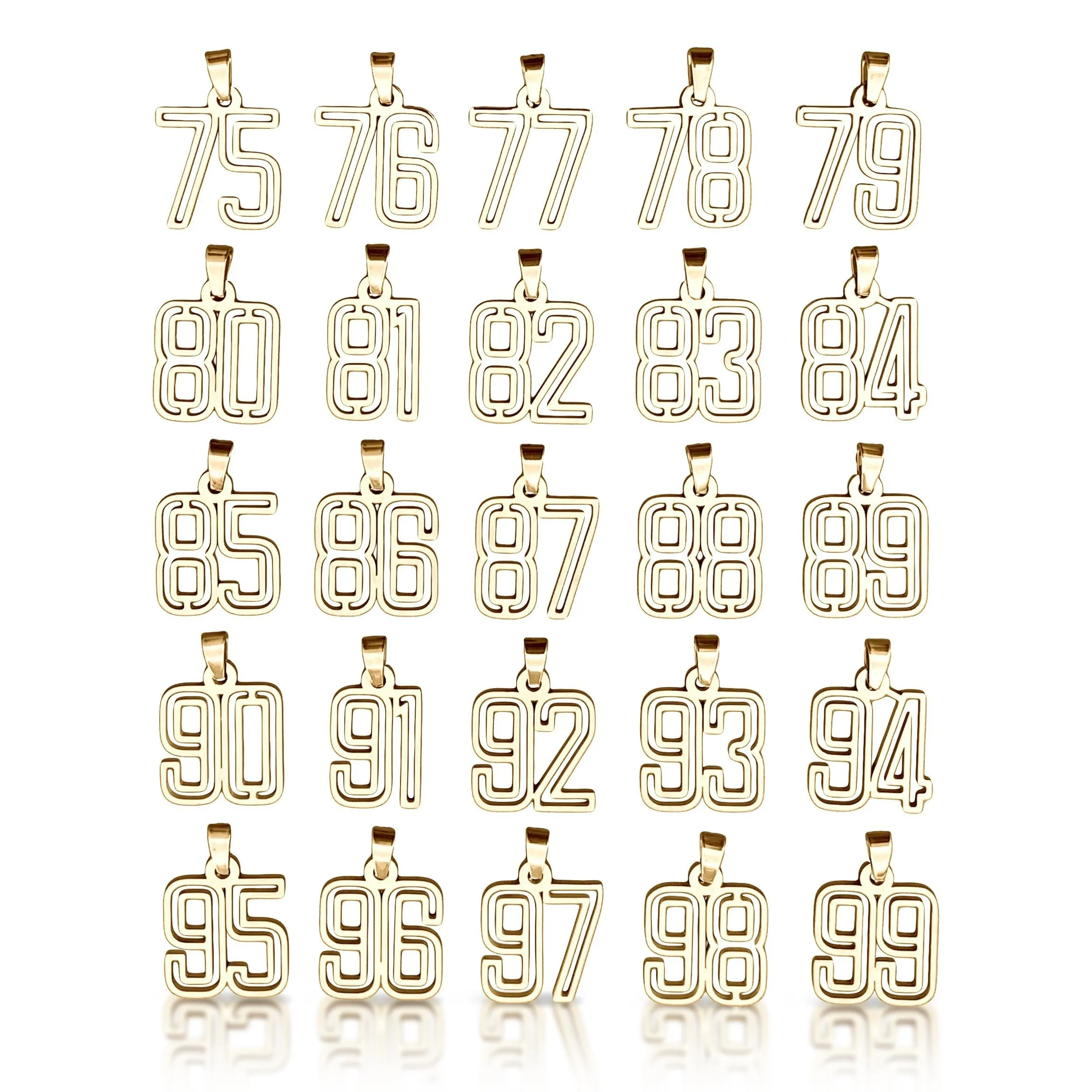 Varsity Number Pendant With Chain Necklace - 14K Gold Plated Stainless Steel