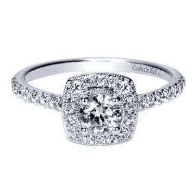 Vintage 14k White Gold Round Halo