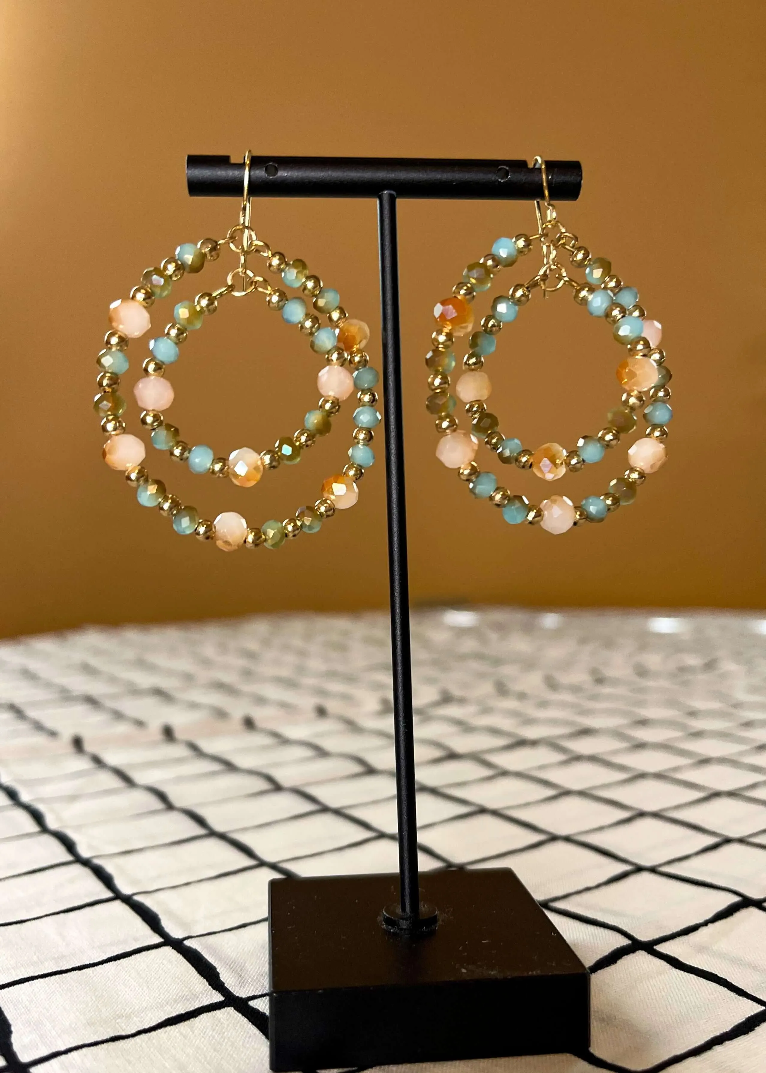 Vintage Elegance Bead Circle Earrings