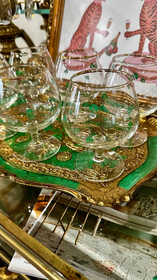 Vintage Glasses, Shamrock Irish Coffee Set of 6