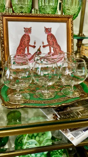 Vintage Glasses, Shamrock Irish Coffee Set of 6