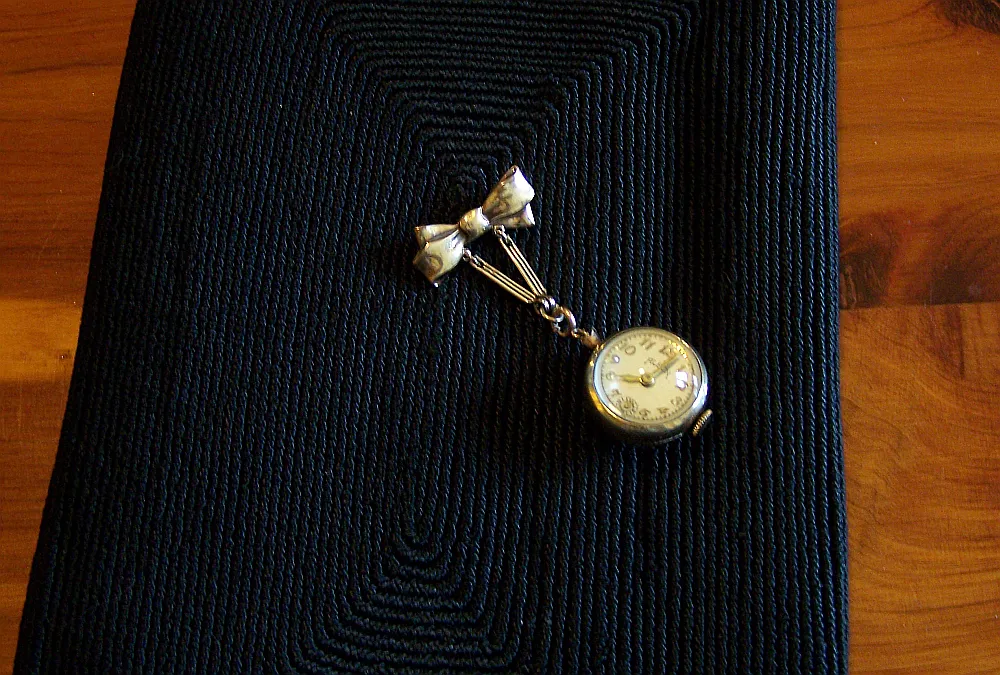 Vintage Gold Filled Crystal Ball Watch Pin Pendant